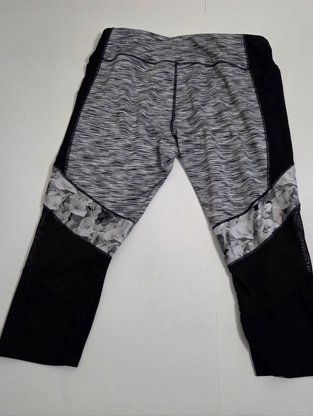 Avia Womens Black Gray Space‎ Dye Floral Mesh Athletic Leggings RA275168 - Picture 3 of 7